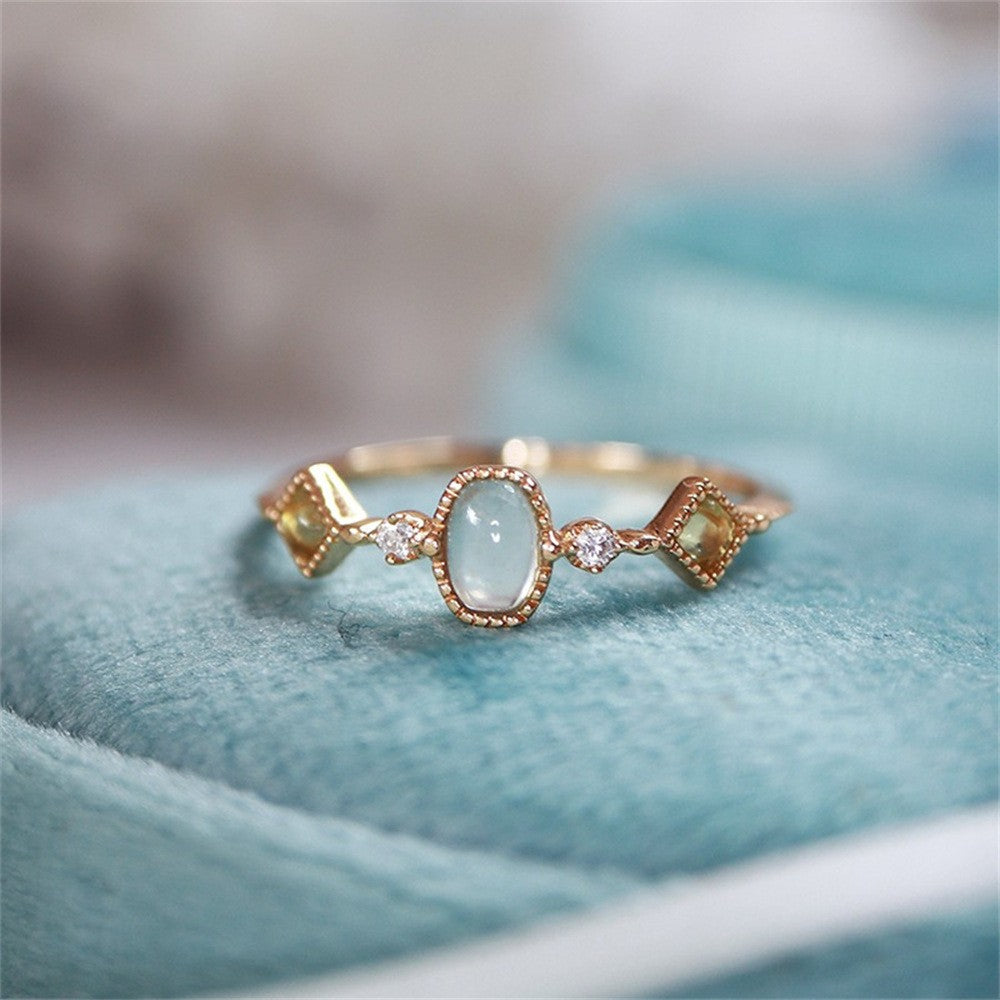 Aquamarine & Green Stone Ring