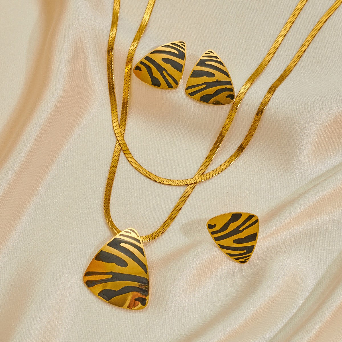 Zebra Print Triangle Jewelry Set