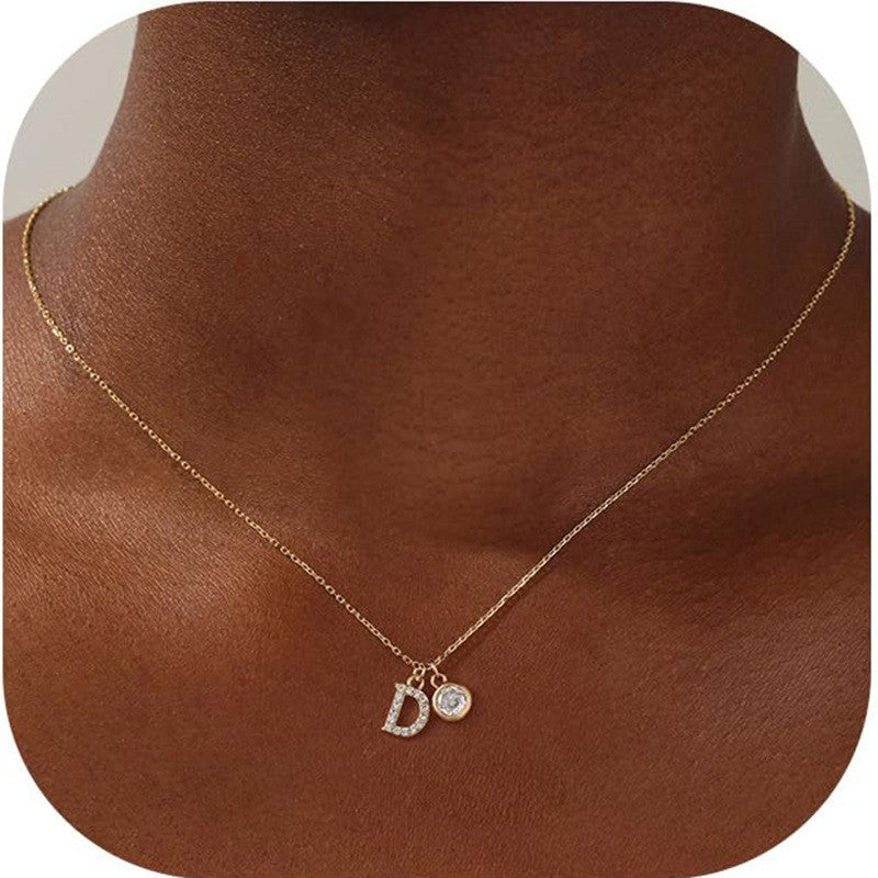 Crystal Initial & Round Charm Necklace