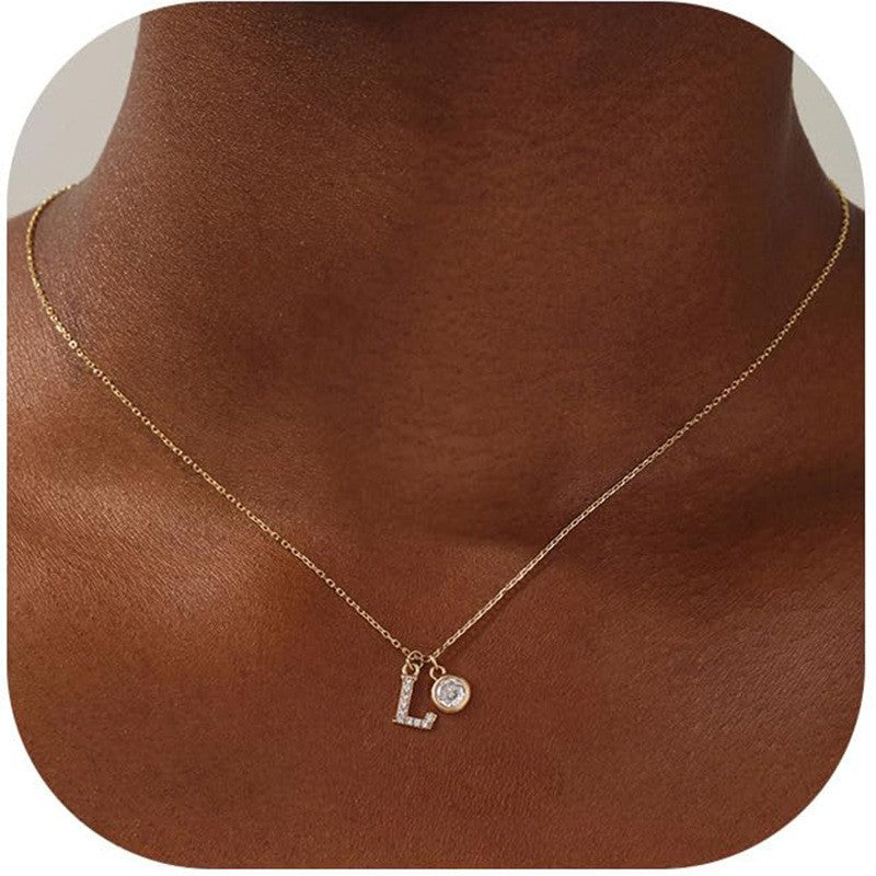 Crystal Initial & Round Charm Necklace