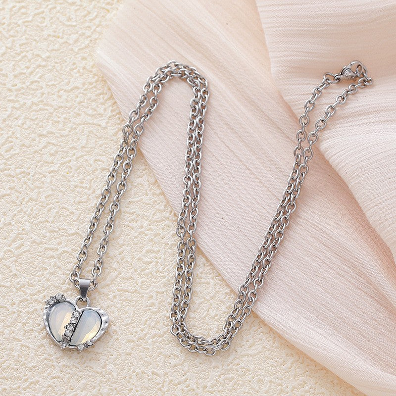 Crystal Split Heart Necklace