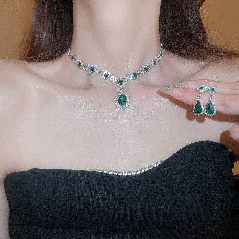 Cluster Crystal Teardrop Necklace & Earring Set