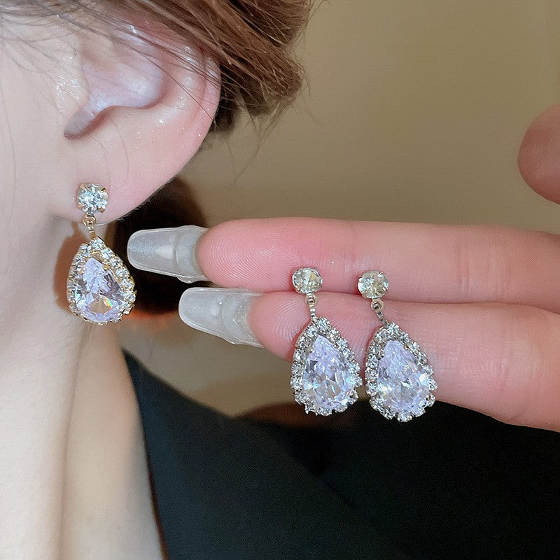 Cluster Crystal Teardrop Necklace & Earring Set