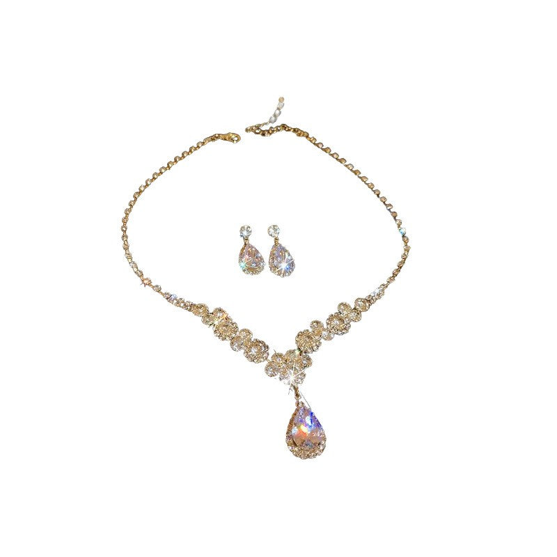 Cluster Crystal Teardrop Necklace & Earring Set