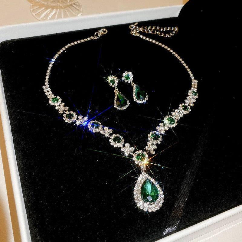 Cluster Crystal Teardrop Necklace & Earring Set