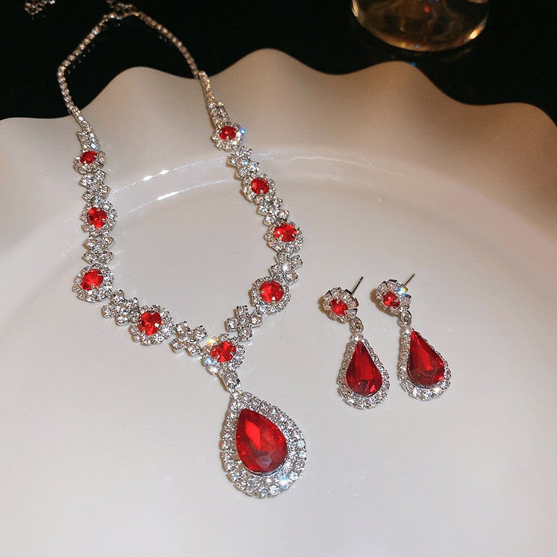 Cluster Crystal Teardrop Necklace & Earring Set