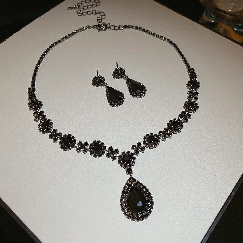 Cluster Crystal Teardrop Necklace & Earring Set