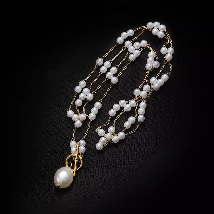 Pearl T-Clasp Pendant Necklace
