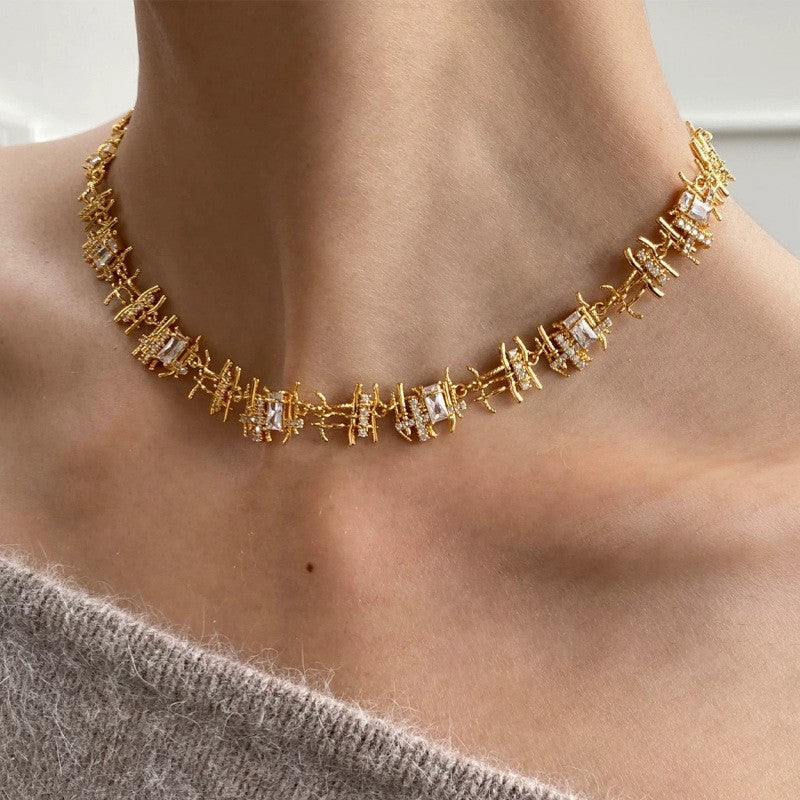 Crystal Woven Branch Necklace