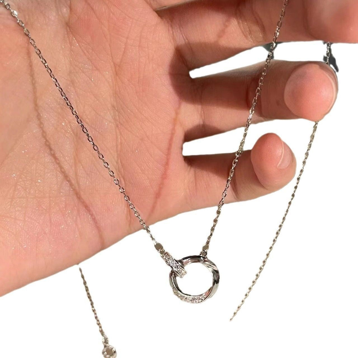 Crystal Mobius Ring Necklace