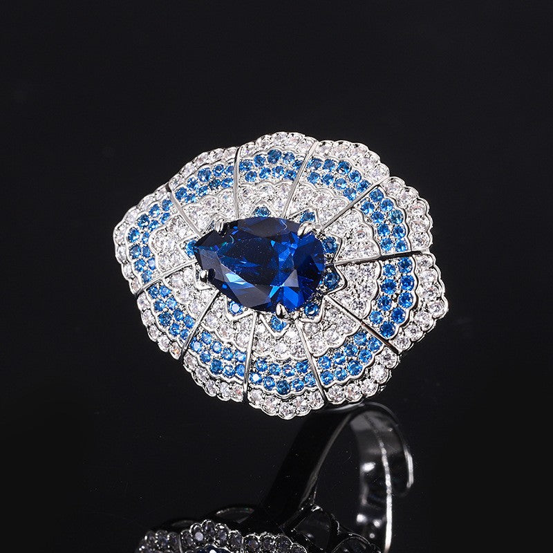 Blue Crystal Halo Jewelry Set