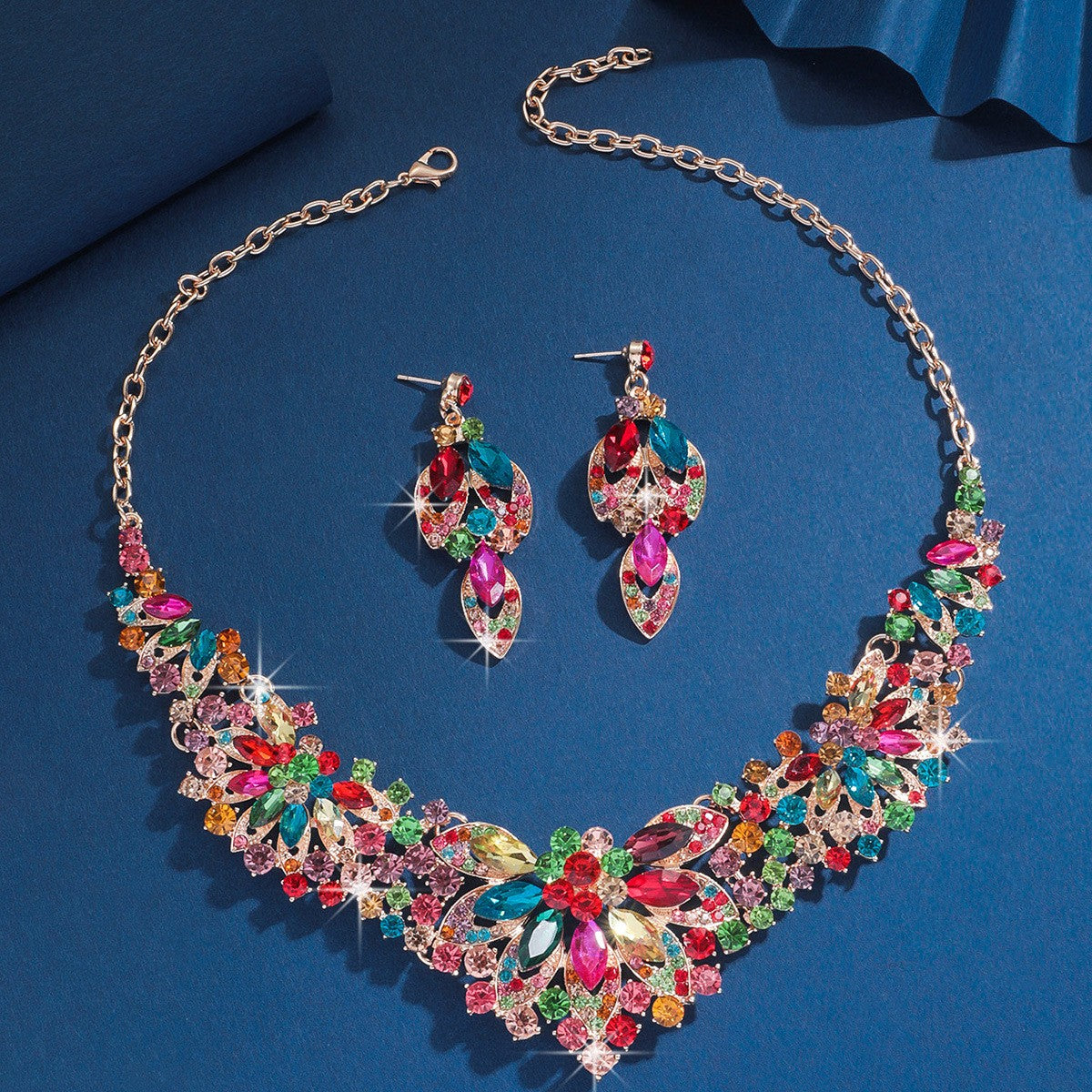 Crystal Marquise Collar Necklace & Earring Set
