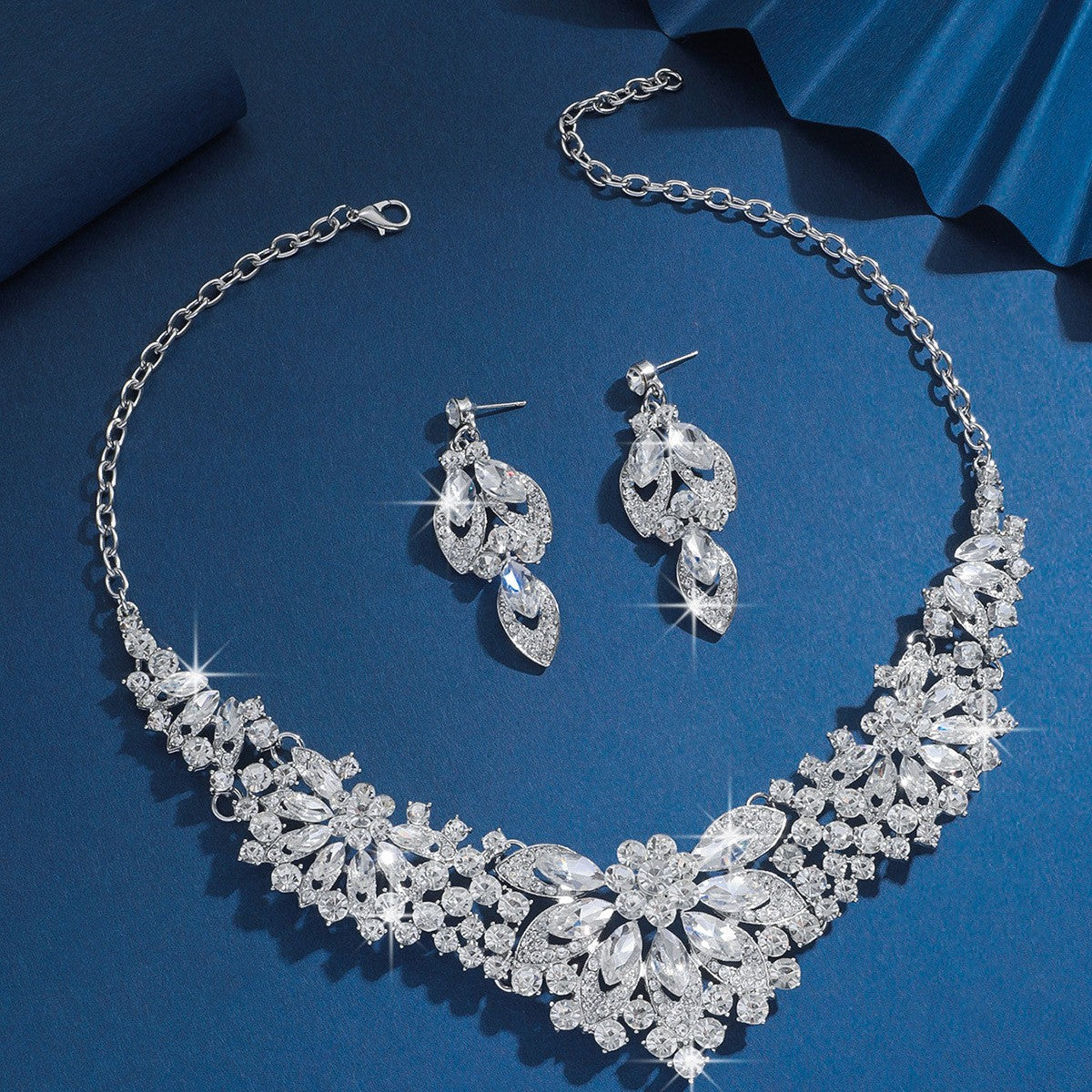 Crystal Marquise Collar Necklace & Earring Set