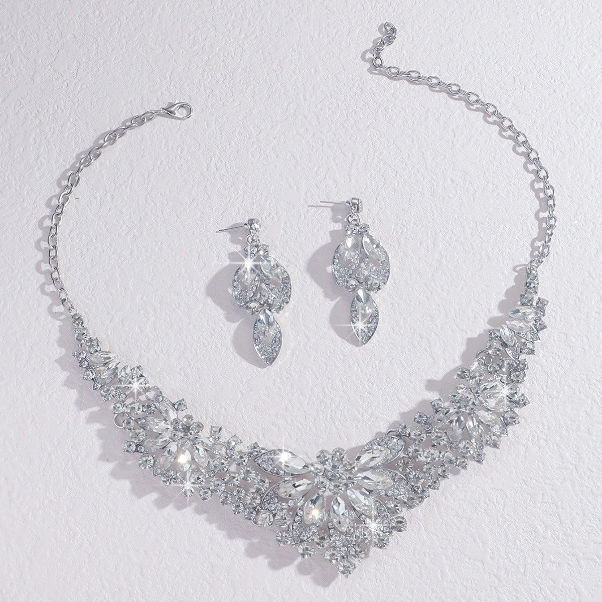 Crystal Marquise Collar Necklace & Earring Set