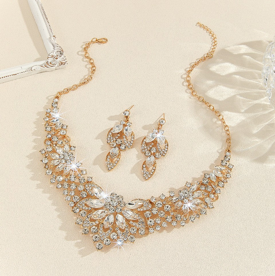 Crystal Marquise Collar Necklace & Earring Set