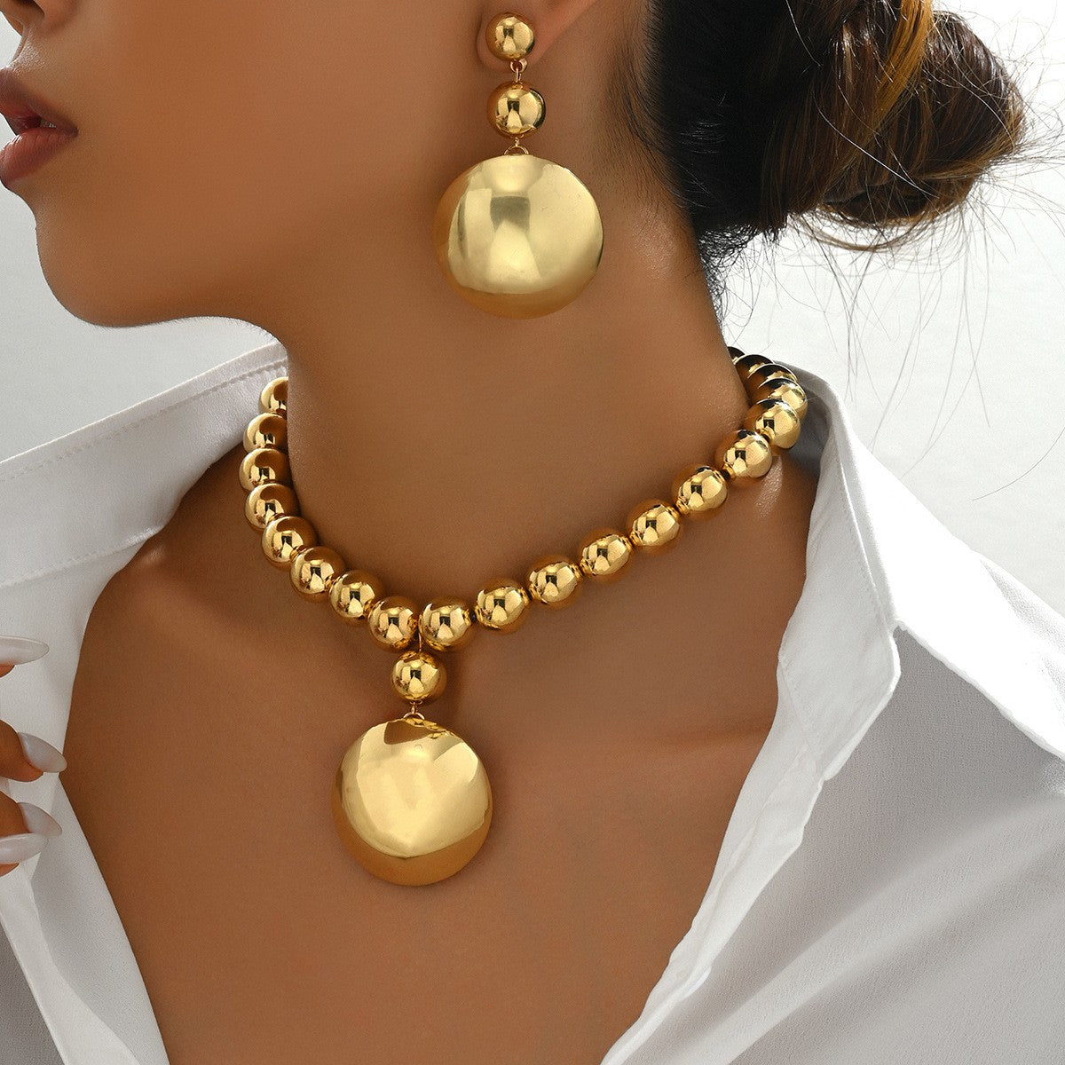Round Bead Disc Jewelry Set