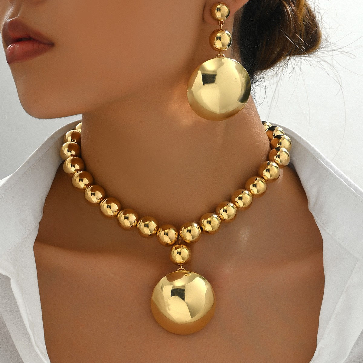 Round Bead Disc Jewelry Set