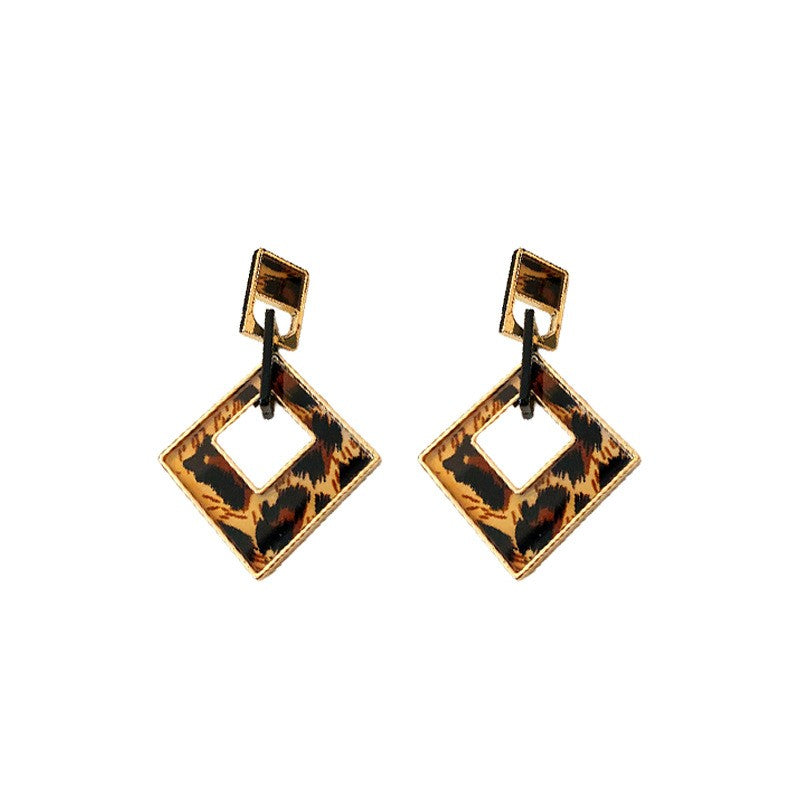 Leopard Square Cutout Earrings