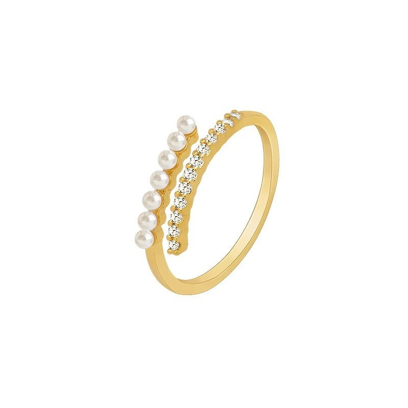 Pearl & Crystal Bypass Ring