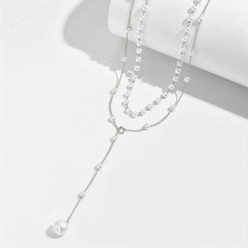 Layered Pearl Y-Necklace