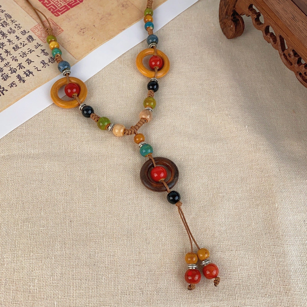 Wooden Circle Bead Necklace