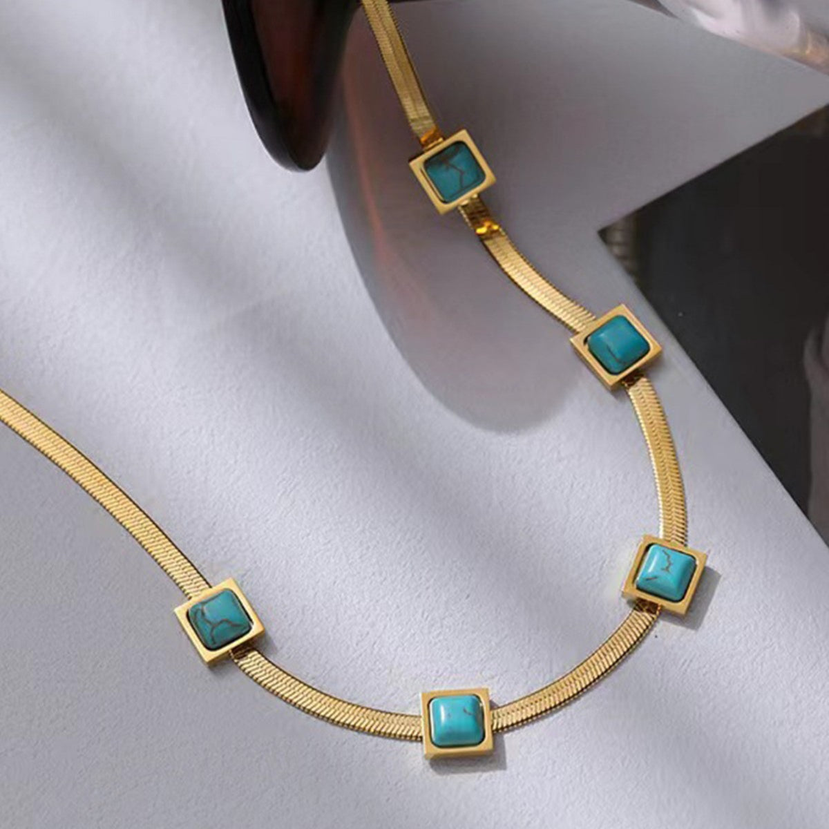 Turquoise Square Statement Necklace