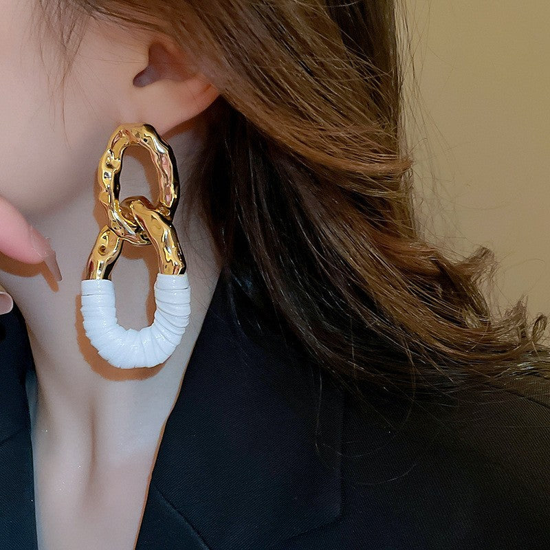 Pleated Oval Link Earrings