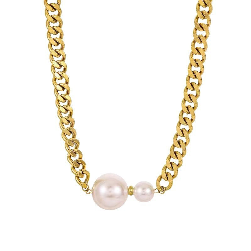 Pearl Cuban Link Necklace