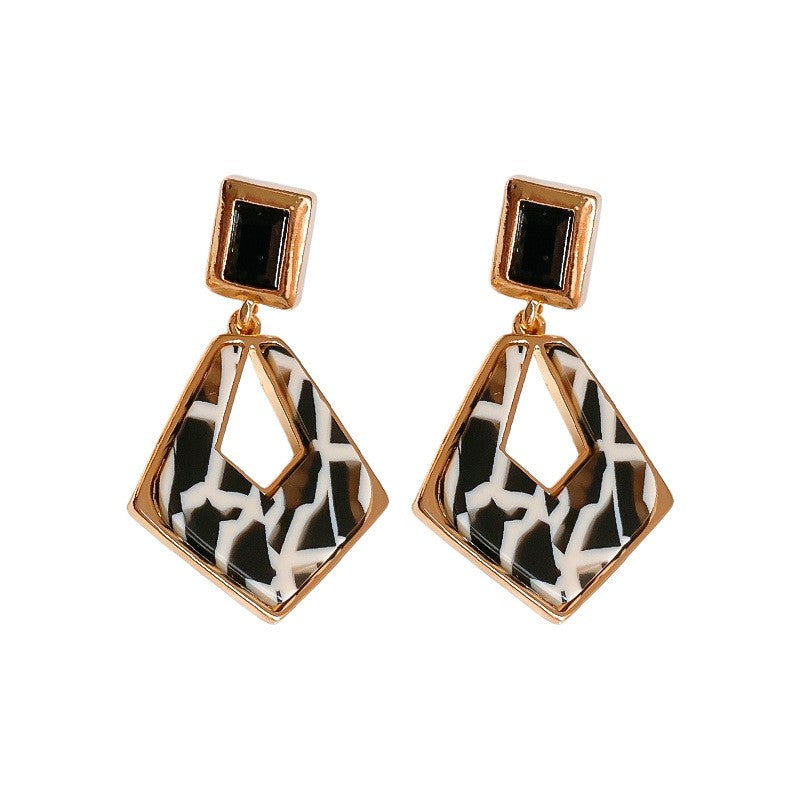 Geometric Black & White Drop Earrings