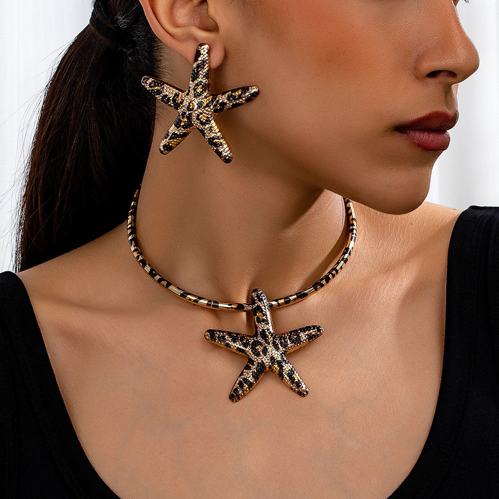 Leopard Starfish Choker & Earring Set