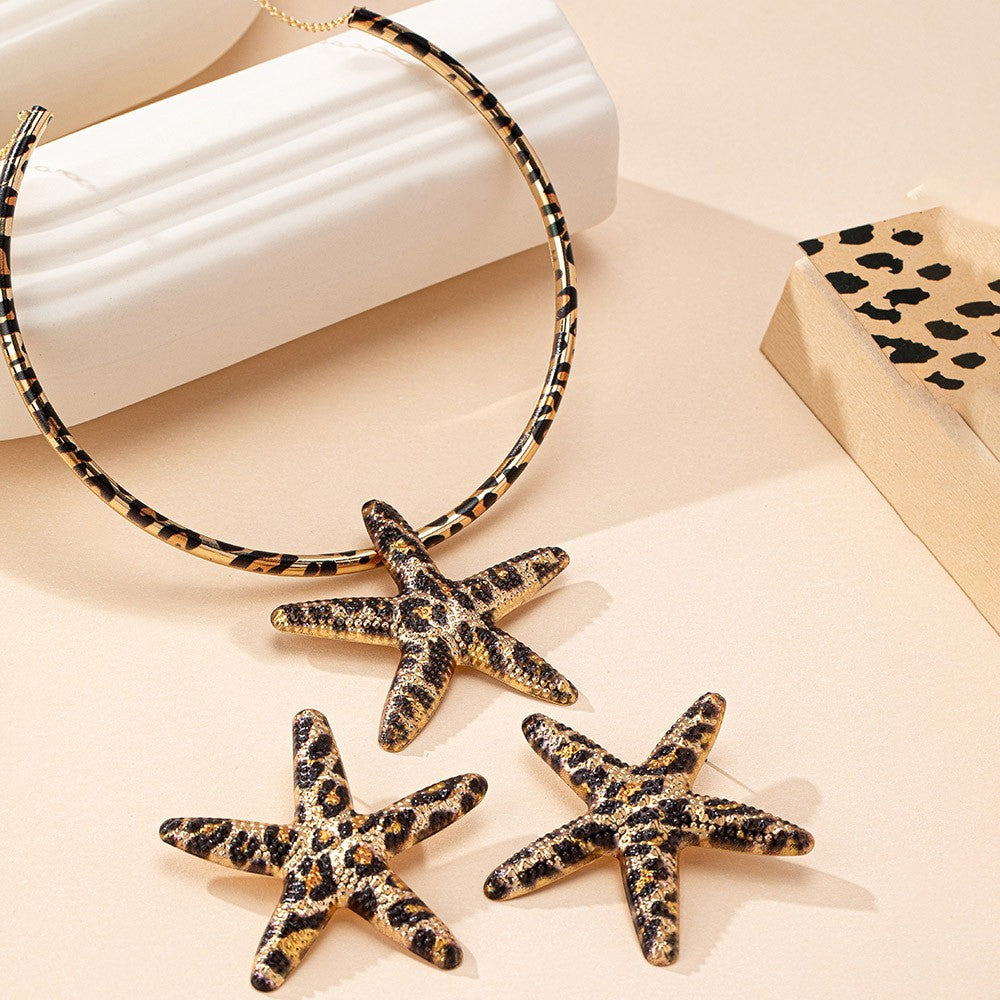 Leopard Starfish Choker & Earring Set