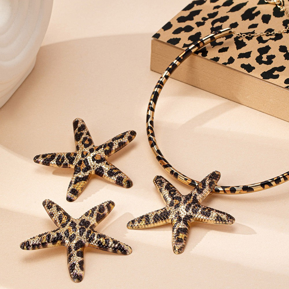 Leopard Starfish Choker & Earring Set