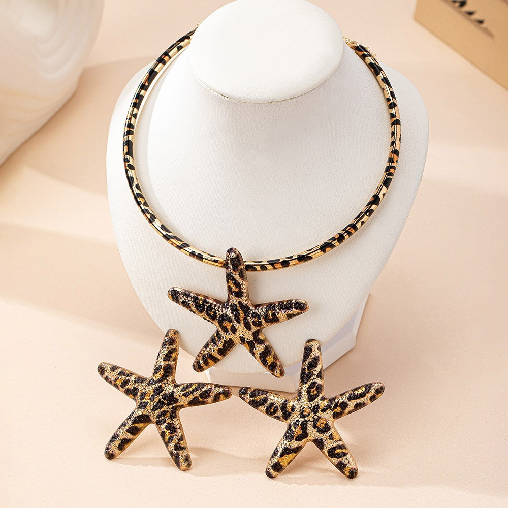 Leopard Starfish Choker & Earring Set