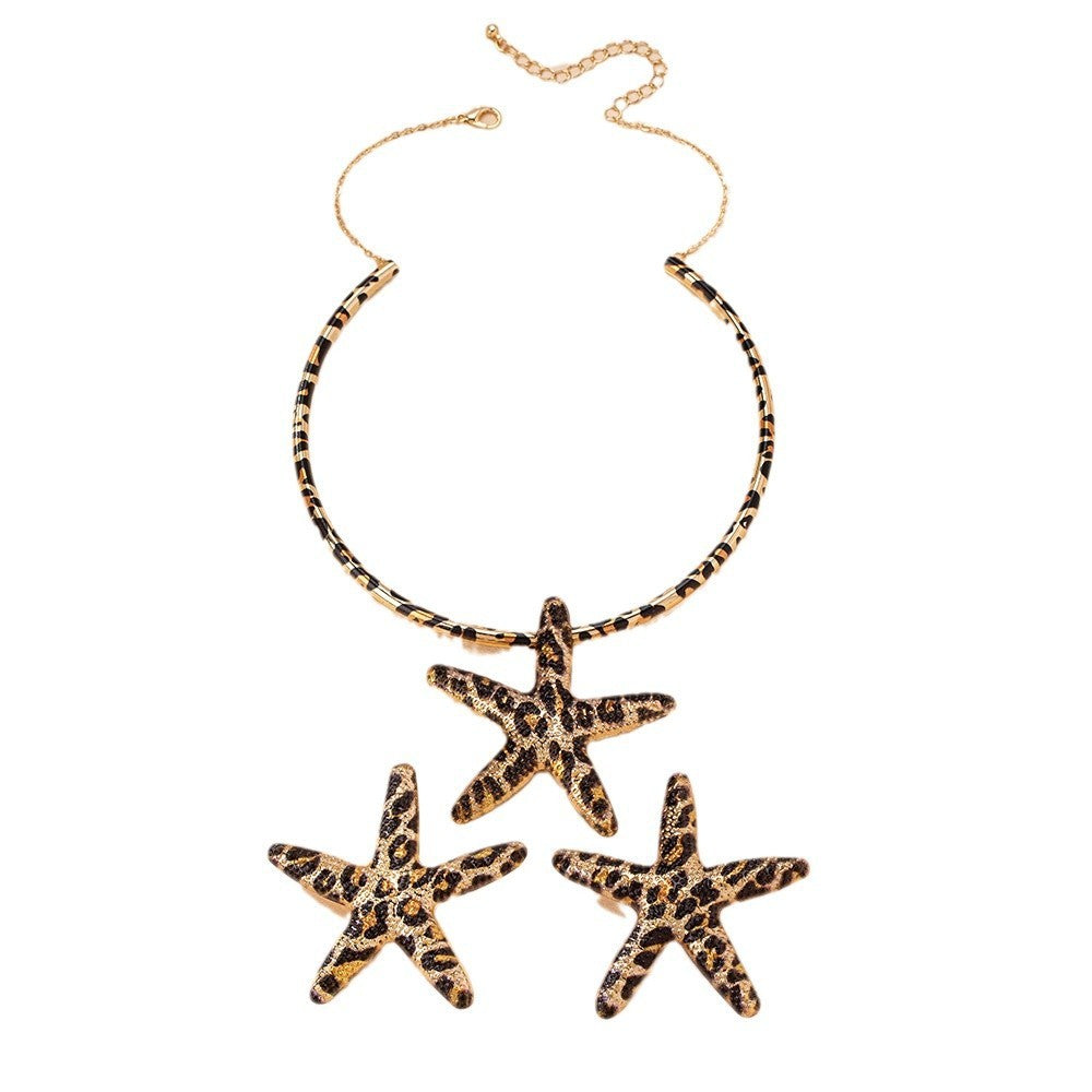 Leopard Starfish Choker & Earring Set