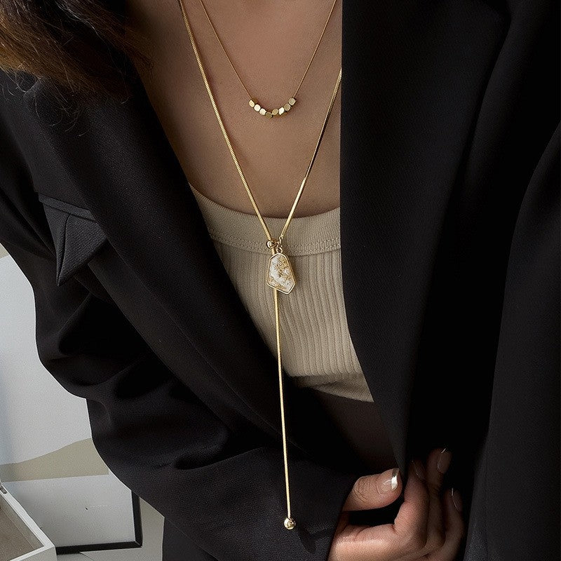 Irregular Stone Lariat Necklace