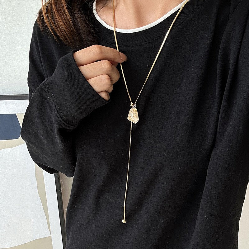 Irregular Stone Lariat Necklace