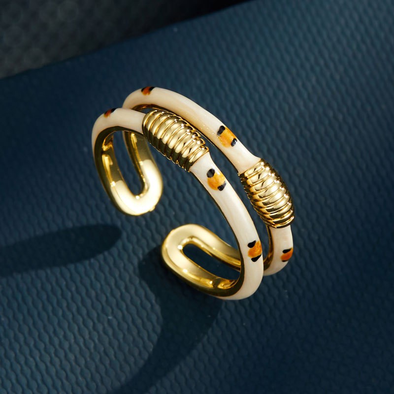 Leopard Print Spiral Open Ring