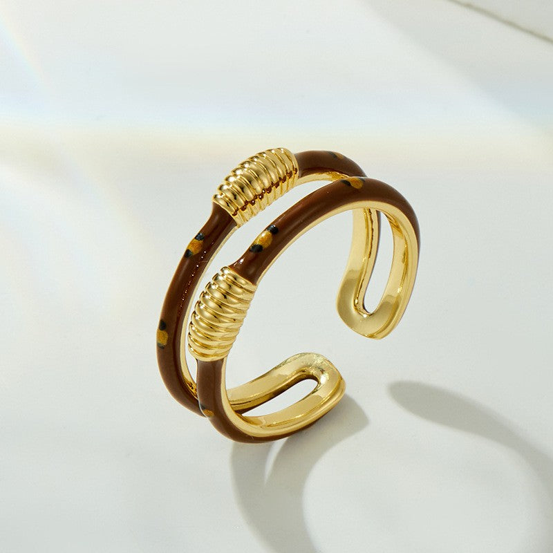 Leopard Print Spiral Open Ring