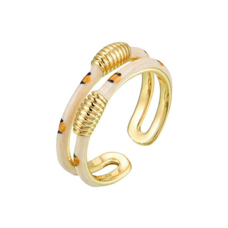 Leopard Print Spiral Open Ring