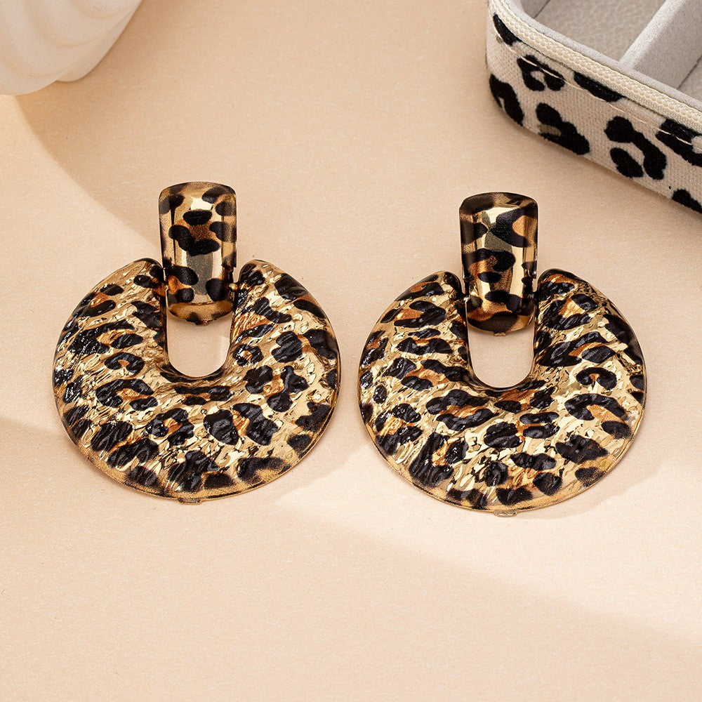 Colorful Leopard Open Disc Earrings