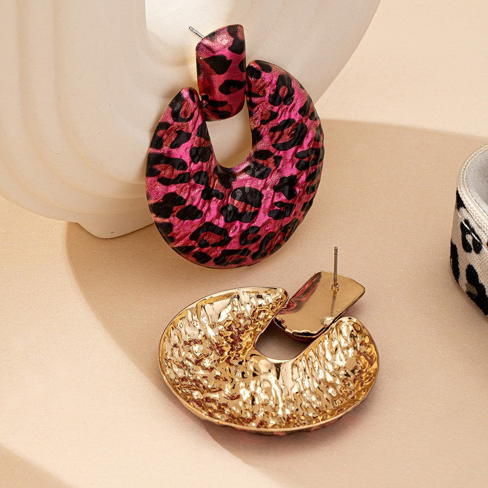 Colorful Leopard Open Disc Earrings