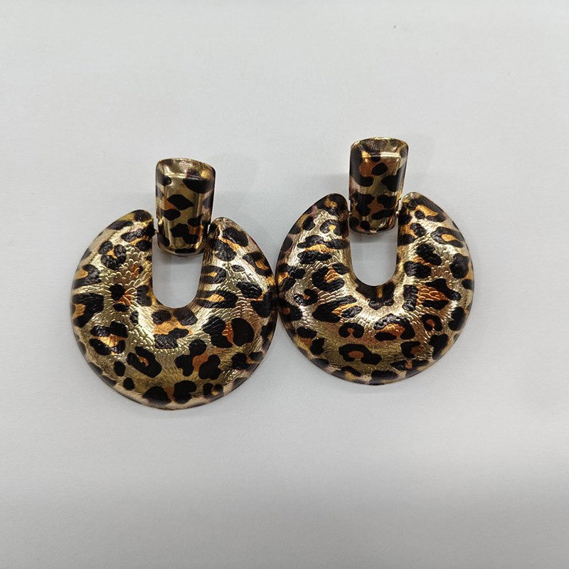 Colorful Leopard Open Disc Earrings