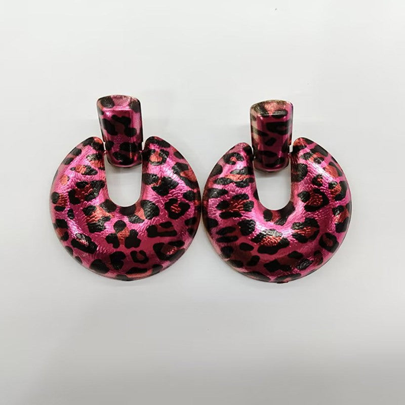 Colorful Leopard Open Disc Earrings