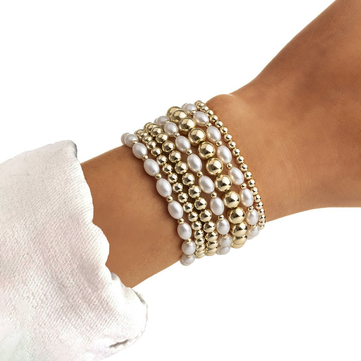 Love Script & Pearl Beaded Bracelet Set