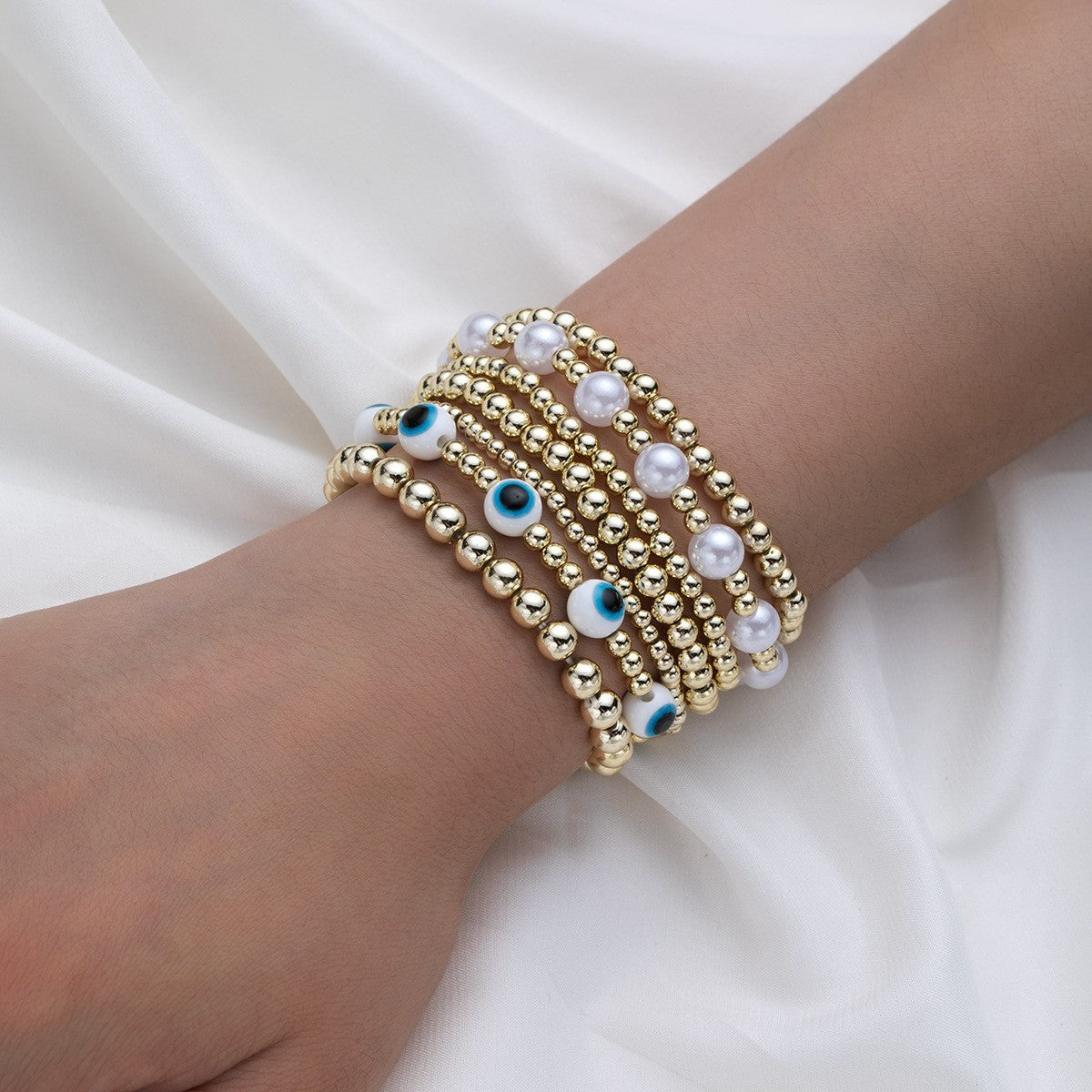 Love Script & Pearl Beaded Bracelet Set
