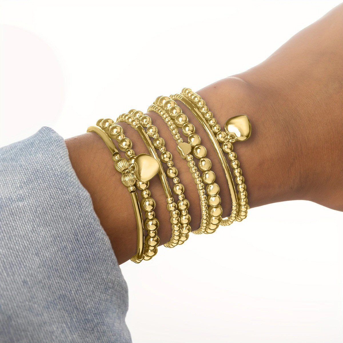 Love Script & Pearl Beaded Bracelet Set