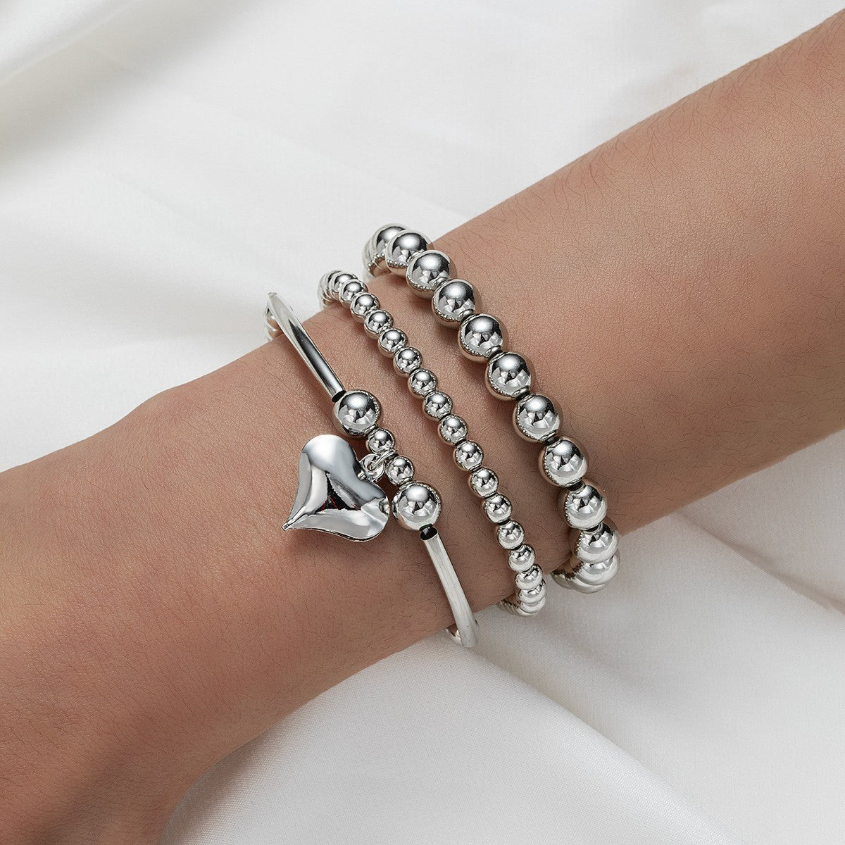 Love Script & Pearl Beaded Bracelet Set