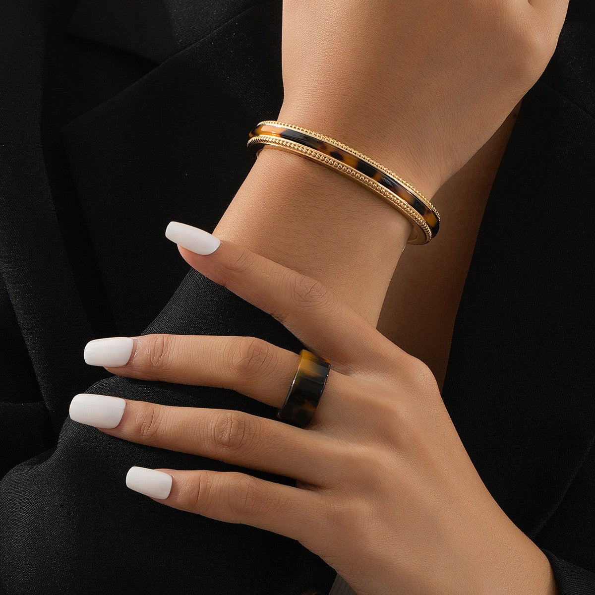 Leopard Print Bangle & Ring Set