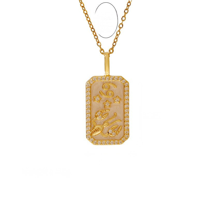 Zodiac Crystal Rectangular Pendant Necklace