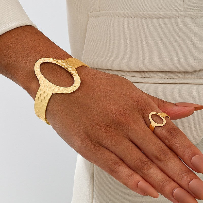 Hammered Oval Cuff & Ring Set
